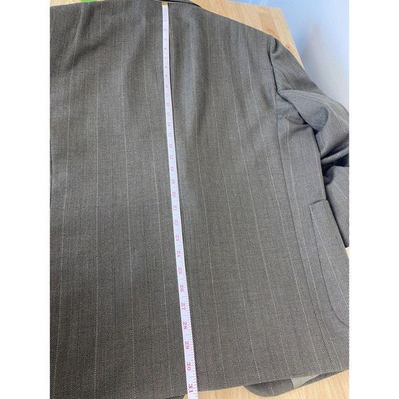 Jos A Bank 44 R 100% Wool Blazer Sport Coat Jacket Herringbone Stripe Brown 2 Bu - Picture 11 of 12